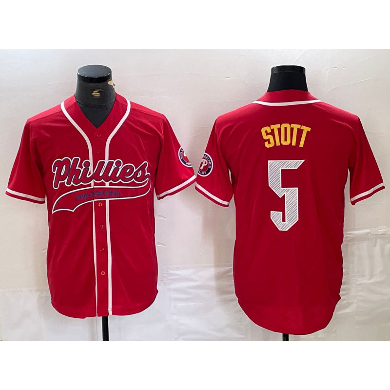 Philadelphia Phillies #5 Bryson Stott Red MIKSHPS Cool Base Stitched Jersey