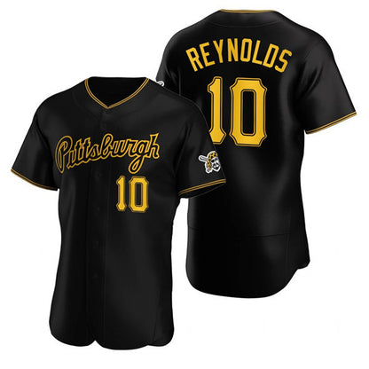 Pittsburgh Pirates #10 Bryan Reynolds Black MIKSHPS Alternate 2nd Pittsburgh Flex Base Jersey