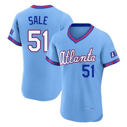 Atlanta Braves #51 Chris Sale Player Powder Blue MIKSHPS 2026 City Connect T-shirt Limited Elite Home Game Stitched Jerseys