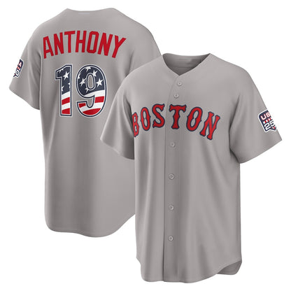 Boston Red Sox #19 Roman Anthony USA 250 Fourth of July Road Stadium Jersey - Gray MIKSHPS