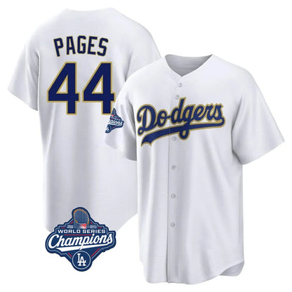 Los Angeles Dodgers #44 Andy Pages Player Gold White MIKSHPS World Series Meet 2026 Collection Stadium Game Stitched Jerseys