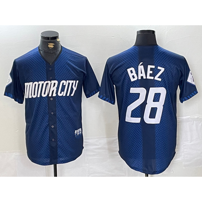 Detroit Tigers #28 Javier Baez 2024 Navy MIKSHPS City Connect Cool Base Limited Stitched Jersey