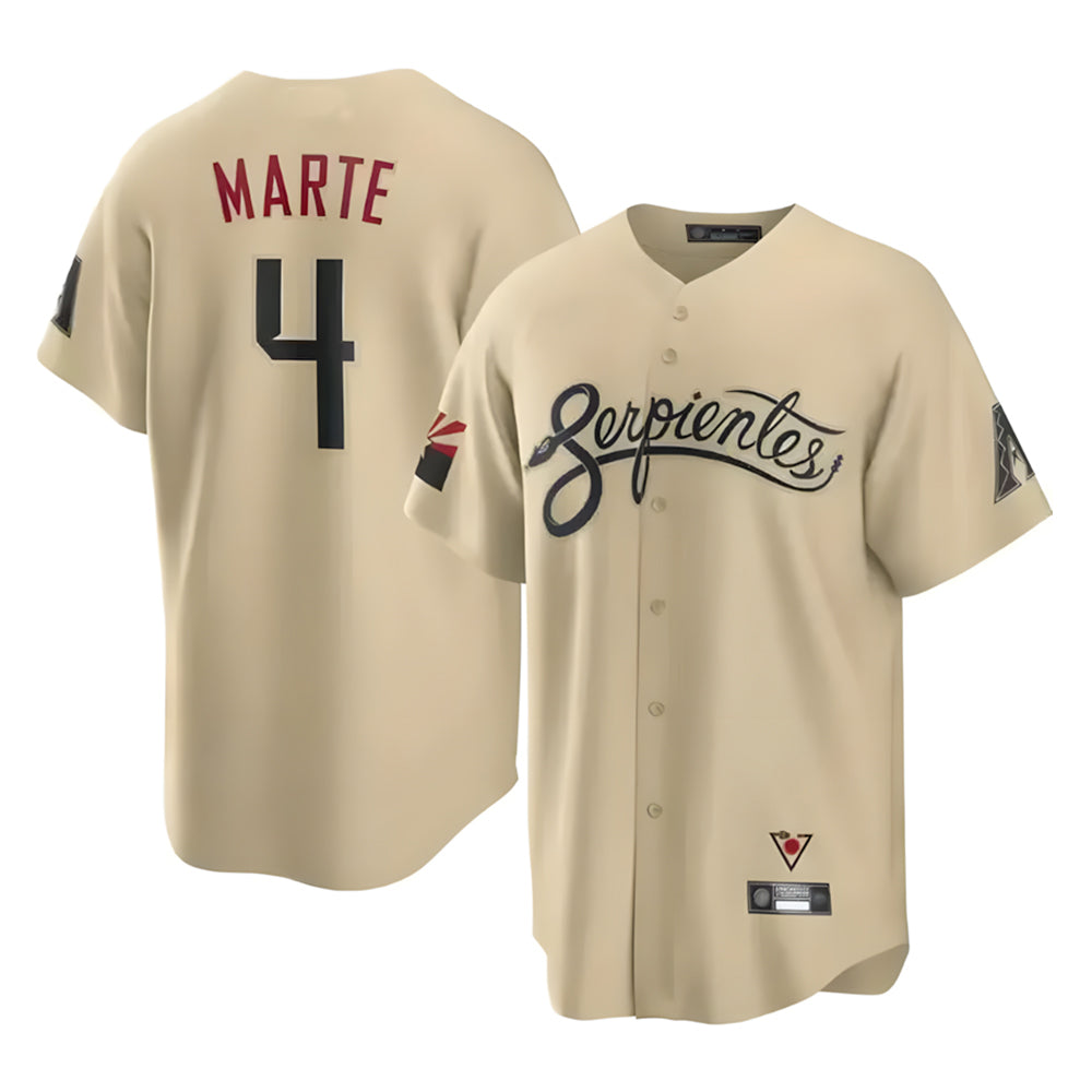 Arizona Diamondbacks #4 Ketel Marte Player Tan MIKSHPS City Connect Home Game Stitched Jerseys