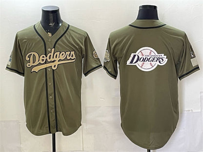 Los Angeles Dodgers Team Big Logo Olive MIKSHPS 2026 Armed Forces Day Stitched Jersey 2