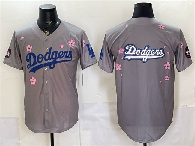 Los Angeles Dodgers Team Big Logo Grey MIKSHPS 2025 Tokyo Series Limited Stitched Jersey