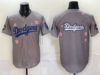 Los Angeles Dodgers Team Big Logo Grey MIKSHPS 2025 Tokyo Series Limited Stitched Jersey