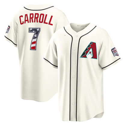 Arizona Diamondbacks #7 Corbin Carroll USA 250 Fourth of July Home Stadium Jersey - Cream MIKSHPS