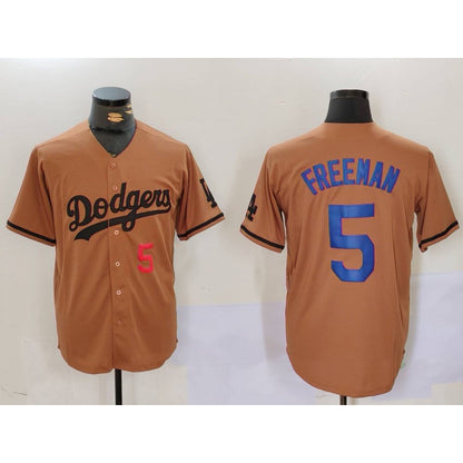 Los Angeles Dodgers #5 Freddie Freeman Number Olive MIKSHPS Cool Base Limited Stitched Jersey 2