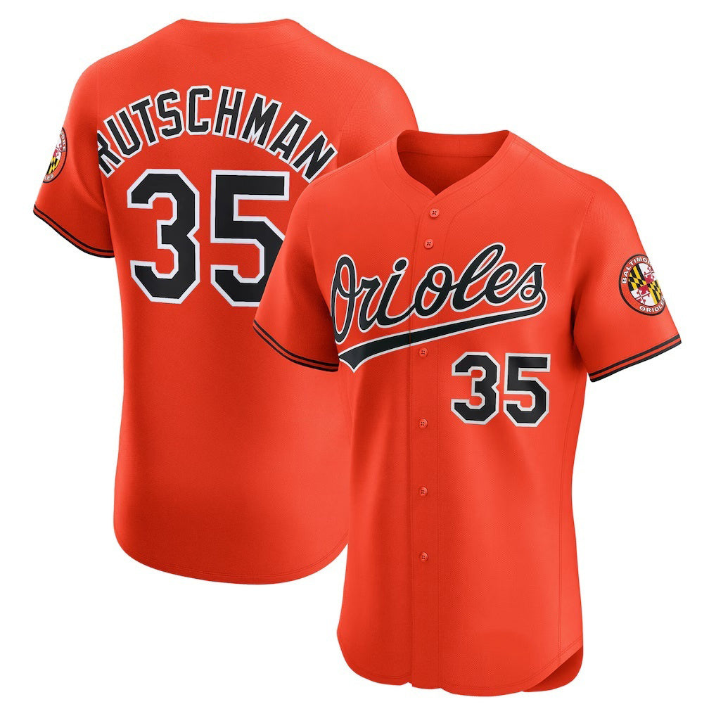 Baltimore Orioles #35 Adley Rutschman Orange MIKSHPS Alternate 2 Elite Jersey