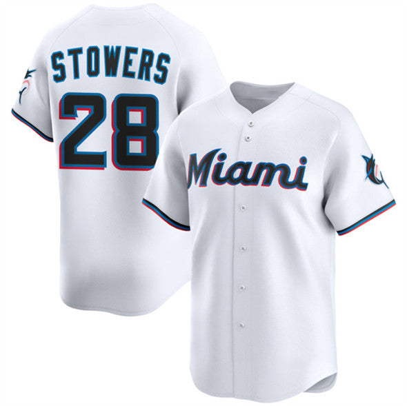 Miami Marlins #28 Kyle Stowers White MIKSHPS 2024 Home Limited Stitched Jersey
