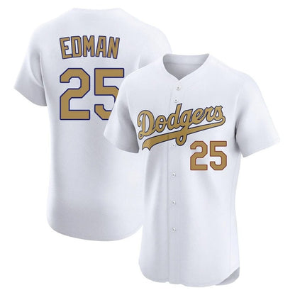 Los Angeles Dodgers #25 Tommy Edman Player White Gold MIKSHPS Limited Elite Home Stitched Jerseys