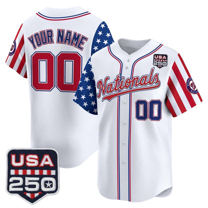 Custom Washington Nationals America 250 Edition Vapor Premier Limited White MIKSHPS Stitched Jerseys
