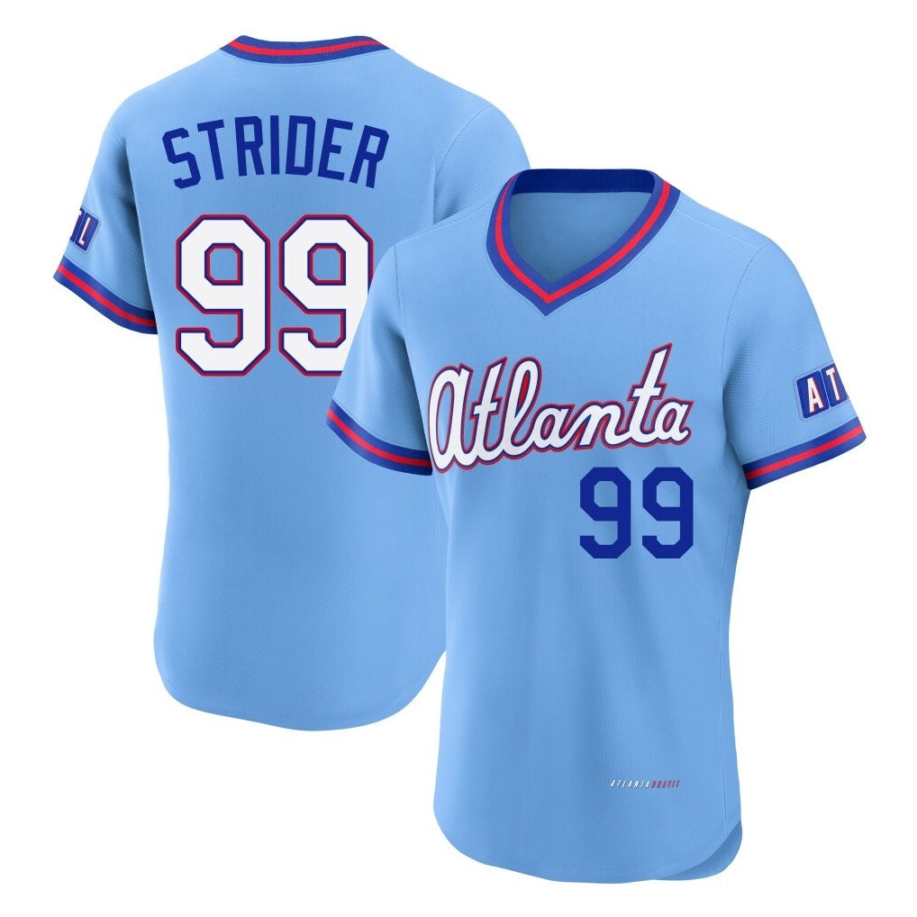 Atlanta Braves #99 Spencer Strider Player Powder Blue MIKSHPS 2026 City Connect T-shirt Limited Elite Home Game Stitched Jerseys