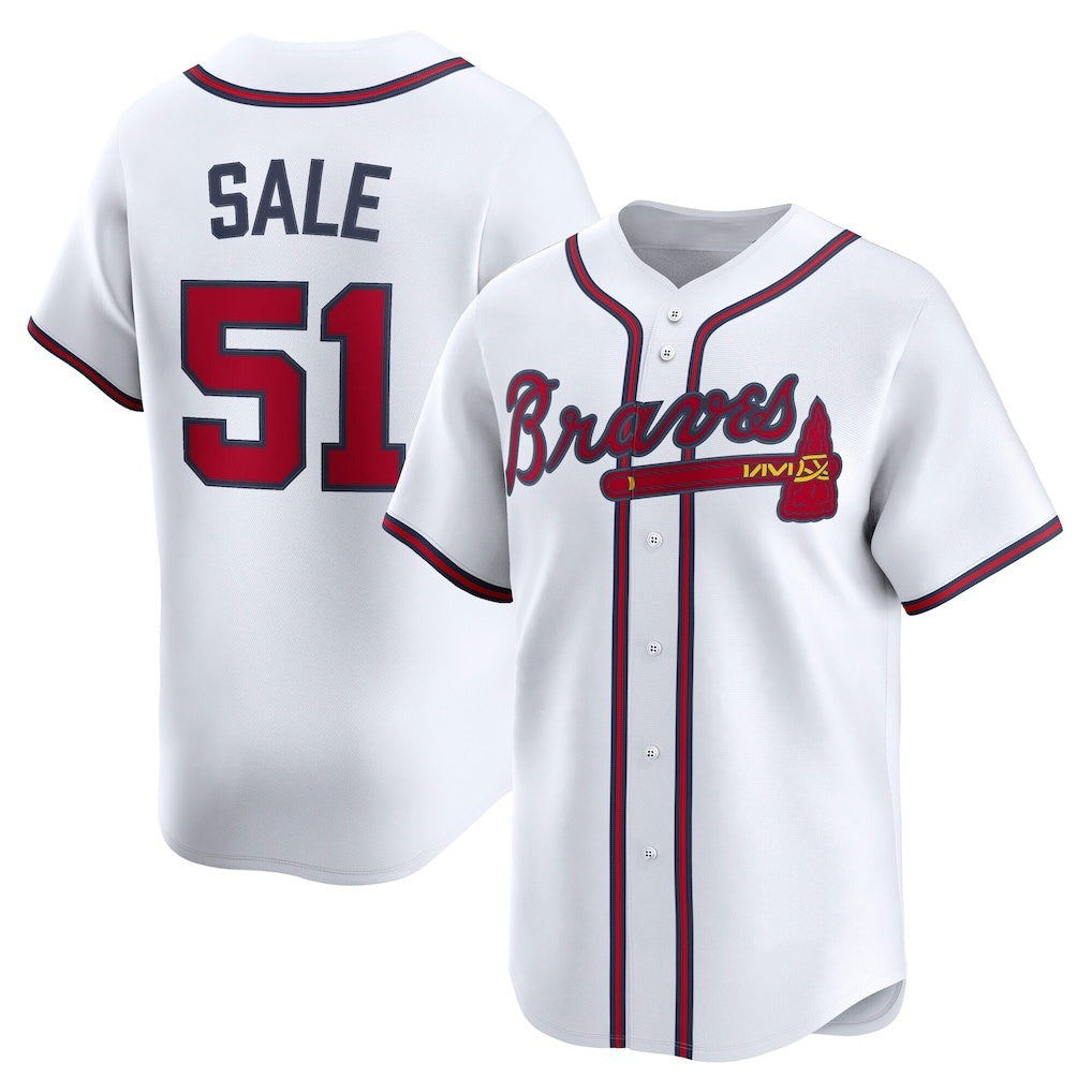 Atlanta Braves #51 Chris Sale White MIKSHPS Home Limited Player Jersey