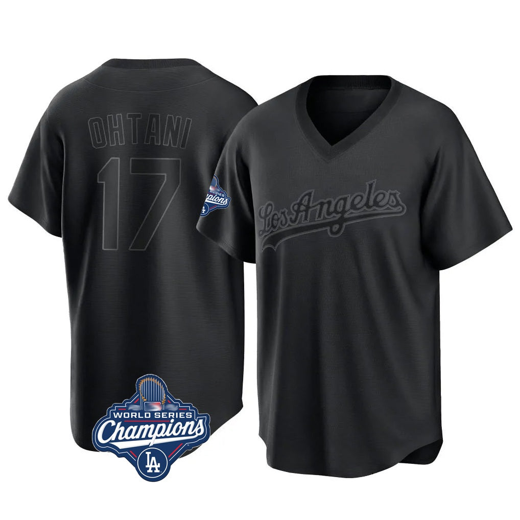 Los Angeles Dodgers #17 Shohei Ohtani Player Black MIKSHPS World Series Meet Pitch Fashion T-shirt Stitched Jerseys