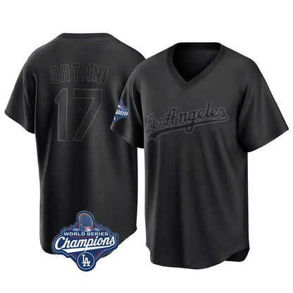 Los Angeles Dodgers #17 Shohei Ohtani Player Black MIKSHPS World Series Meet Pitch Fashion T-shirt Stitched Jerseys