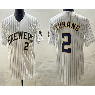 Milwaukee Brewers #2 Brice Turang White MIKSHPS Limited Jersey