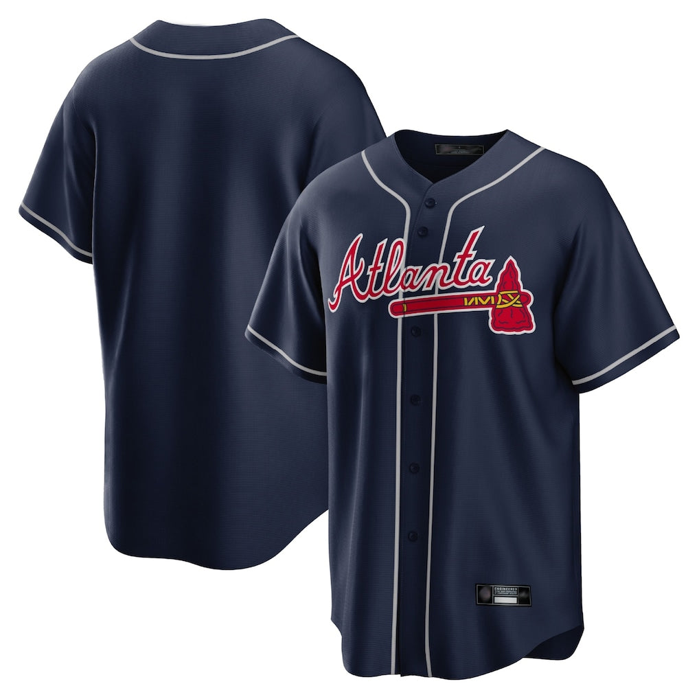 Atlanta Braves Navy MIKSHPS Home Game Blank Player Stitched Jerseys