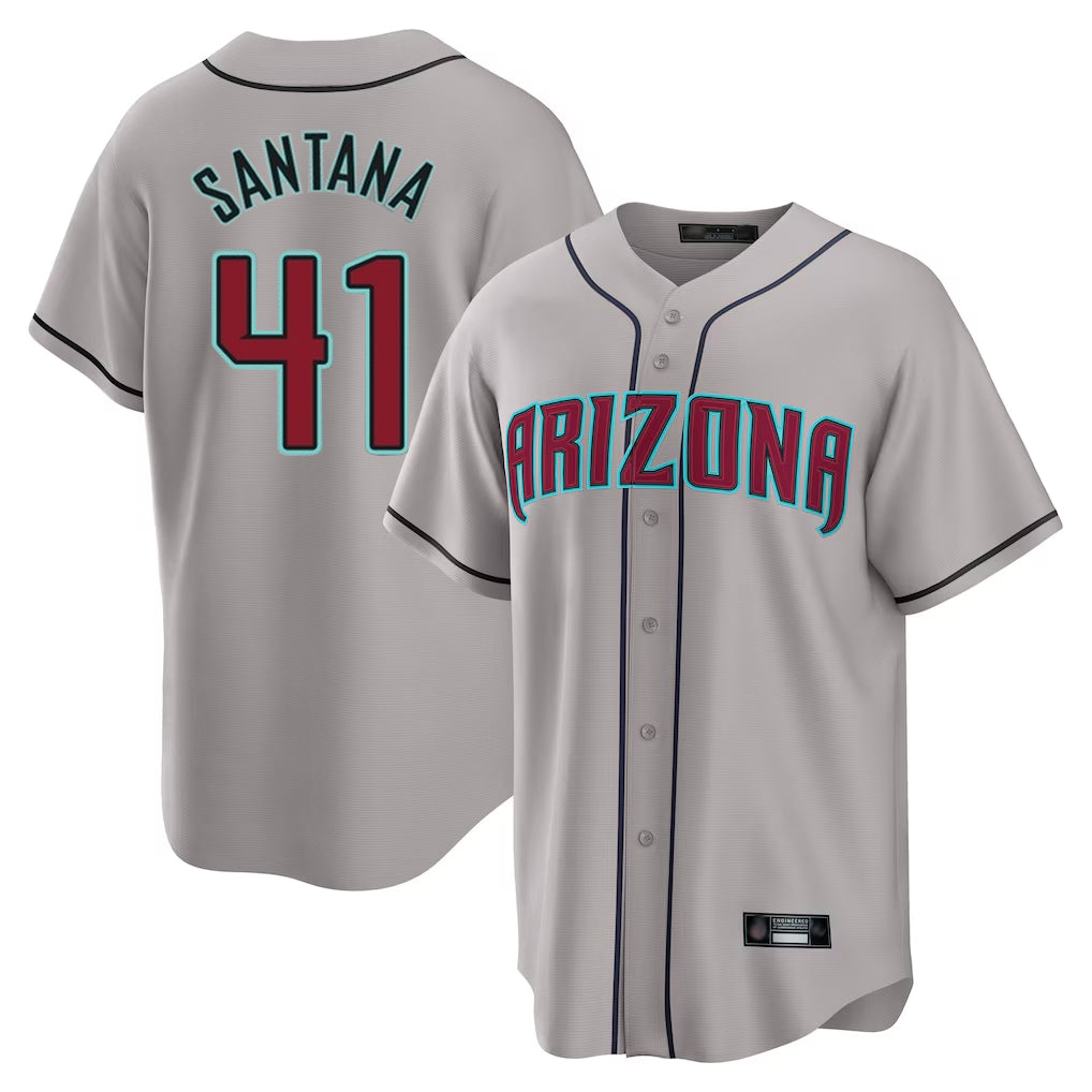 Arizona Diamondbacks #41 Carlos Santana Player Gray MIKSHPS Road Home Game Stitched Jerseys