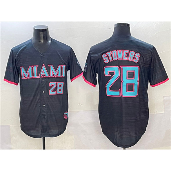 Miami Marlins #28 Kyle Stowers Black MIKSHPS 2025 City Connect Limited Stitched Jersey