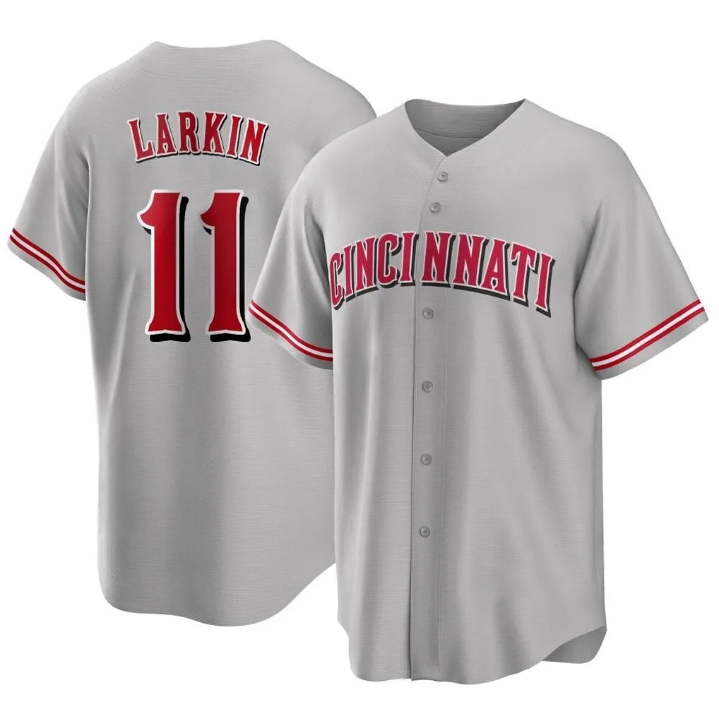 Cincinnati Reds #11 Barry Larkin Player Gray MIKSHPS Home Game Stitched Jerseys