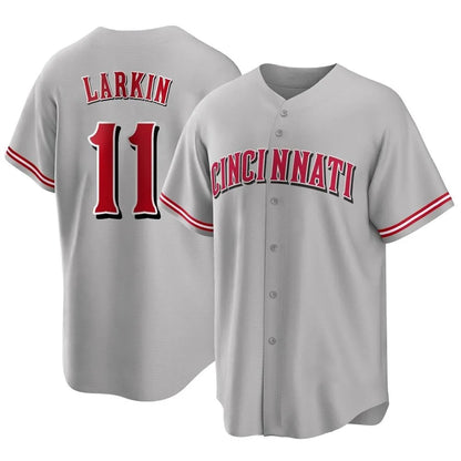 Cincinnati Reds #11 Barry Larkin Player Gray MIKSHPS Home Game Stitched Jerseys