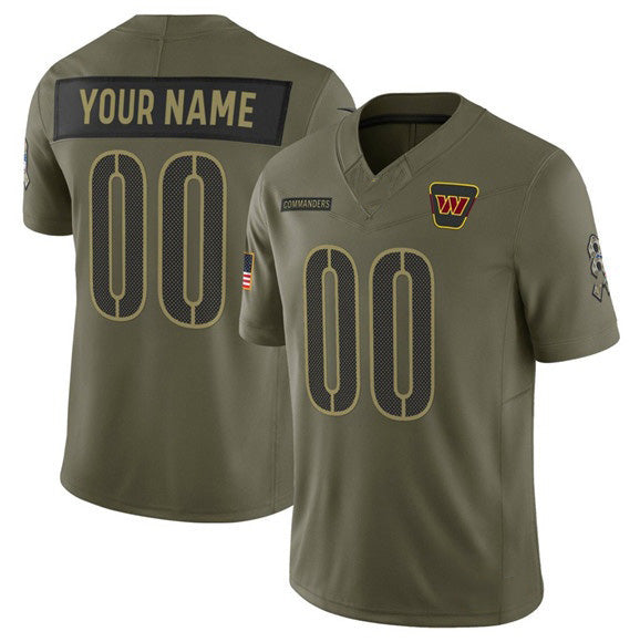 Custom W.Commanders Active Player Olive MIKSHPS 2025 Salute to Service Limited Stitched Jersey