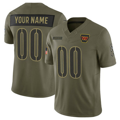 Custom W.Commanders Active Player Olive MIKSHPS 2025 Salute to Service Limited Stitched Jersey