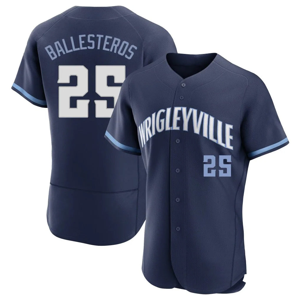 Chicago Cubs #25 Moises Ballesteros Player Navy MIKSHPS City Connect Limited Elite Home Stitched Jerseys