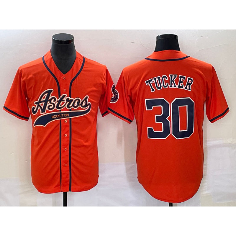 Houston Astros #30 Kyle Tucker Orange MIKSHPS With Patch Cool Base Stitched Jersey