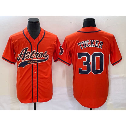 Houston Astros #30 Kyle Tucker Orange MIKSHPS With Patch Cool Base Stitched Jersey