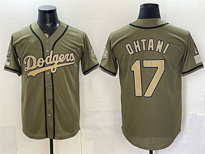 Los Angeles Dodgers #17 Shohei Ohtani Olive MIKSHPS 2026 Armed Forces Day Stitched Jersey