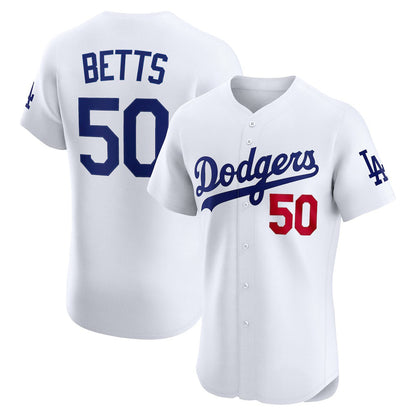 Los Angeles Dodgers #50 Mookie Betts White MIKSHPS Home Elite Player Jersey