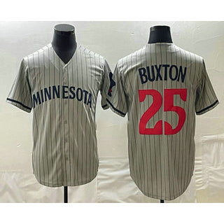 Minnesota Twins #25 Byron Buxton 2023 Grey MIKSHPS Home Team Cool Base Stitched Jersey
