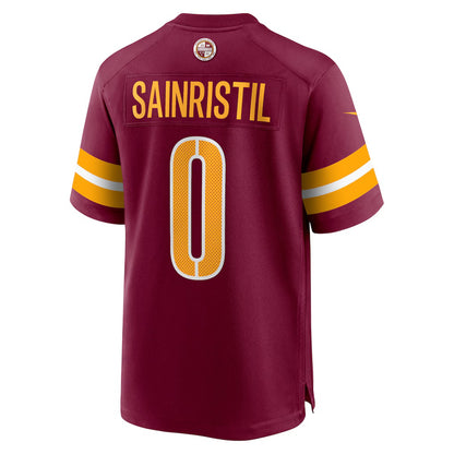 W.Commanders #0 Mike Sainristil Burgundy MIKSHPS Game Jersey 2