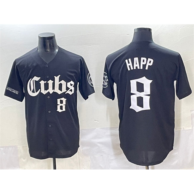 Chicago Cubs #8 Ian Happ Black MIKSHPS 'Gothic North Side Edition' Vapor Premier Limited Stitched Jersey