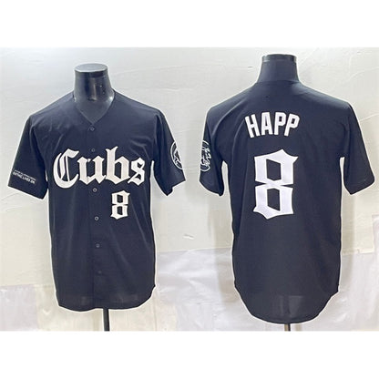Chicago Cubs #8 Ian Happ Black MIKSHPS 'Gothic North Side Edition' Vapor Premier Limited Stitched Jersey
