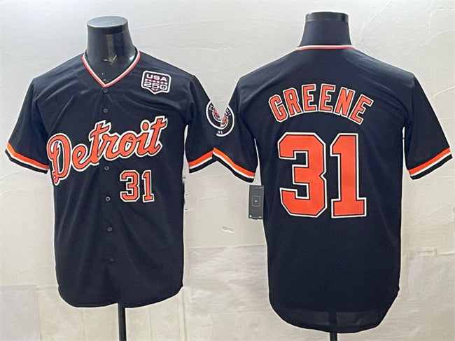 Detroit Tigers #31 Riley Greene Navy MIKSHPS 2026 Alternate USA 250' Patch Vapor Premier Limited Stitched Jersey