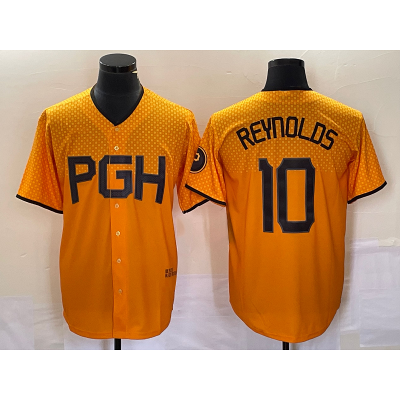 Pittsburgh Pirates #10 Bryan Reynolds Gold MIKSHPS 2023 City Connect Stitched Jersey