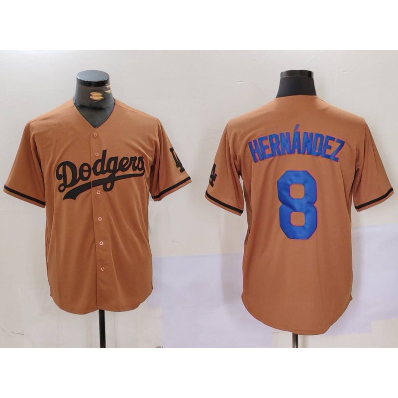 Los Angeles Dodgers #8 Kike Hernandez Olive MIKSHPS Cool Base Limited Stitched Jersey