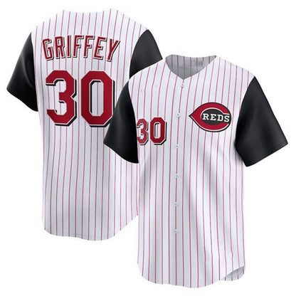 Cincinnati Reds #30 Ken Griffey Jr. White MIKSHPS Cooperstown Collection Limited Stitched Jersey