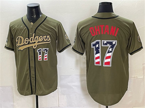 Los Angeles Dodgers #17 Shohei Ohtani Olive MIKSHPS 2026 Armed Forces Day 250 Fourth of July Stitched Jersey
