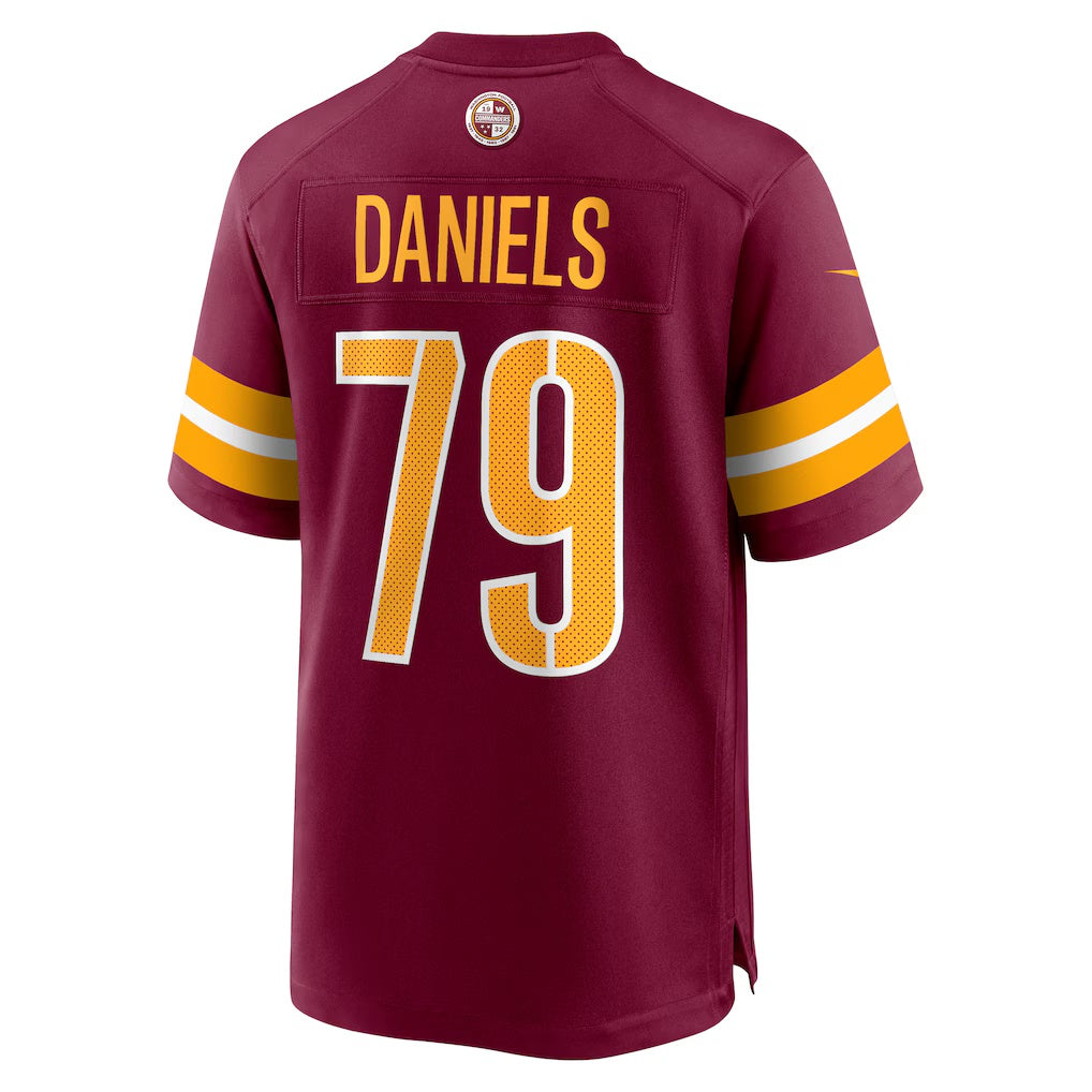 W.Commanders #79 Braeden Daniels Burgundy MIKSHPS Team Game Jersey
