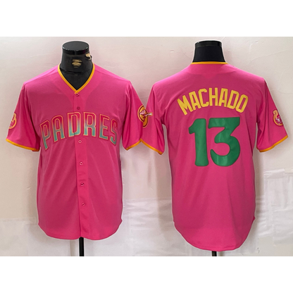 San Diego Padres #13 Manny Machado Pink MIKSHPS Cool Base Stitched Jersey 2