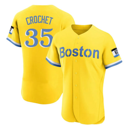 Boston Red Sox #35 Garrett Crochet Player Yellow MIKSHPS Limited Elite Home Game Stitched Jerseys1
