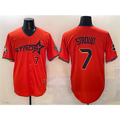 Houston Astros #7 C.J. Stroud Orange MIKSHPS 2025 City Connect With Texas Patch Limited Stitched Jersey