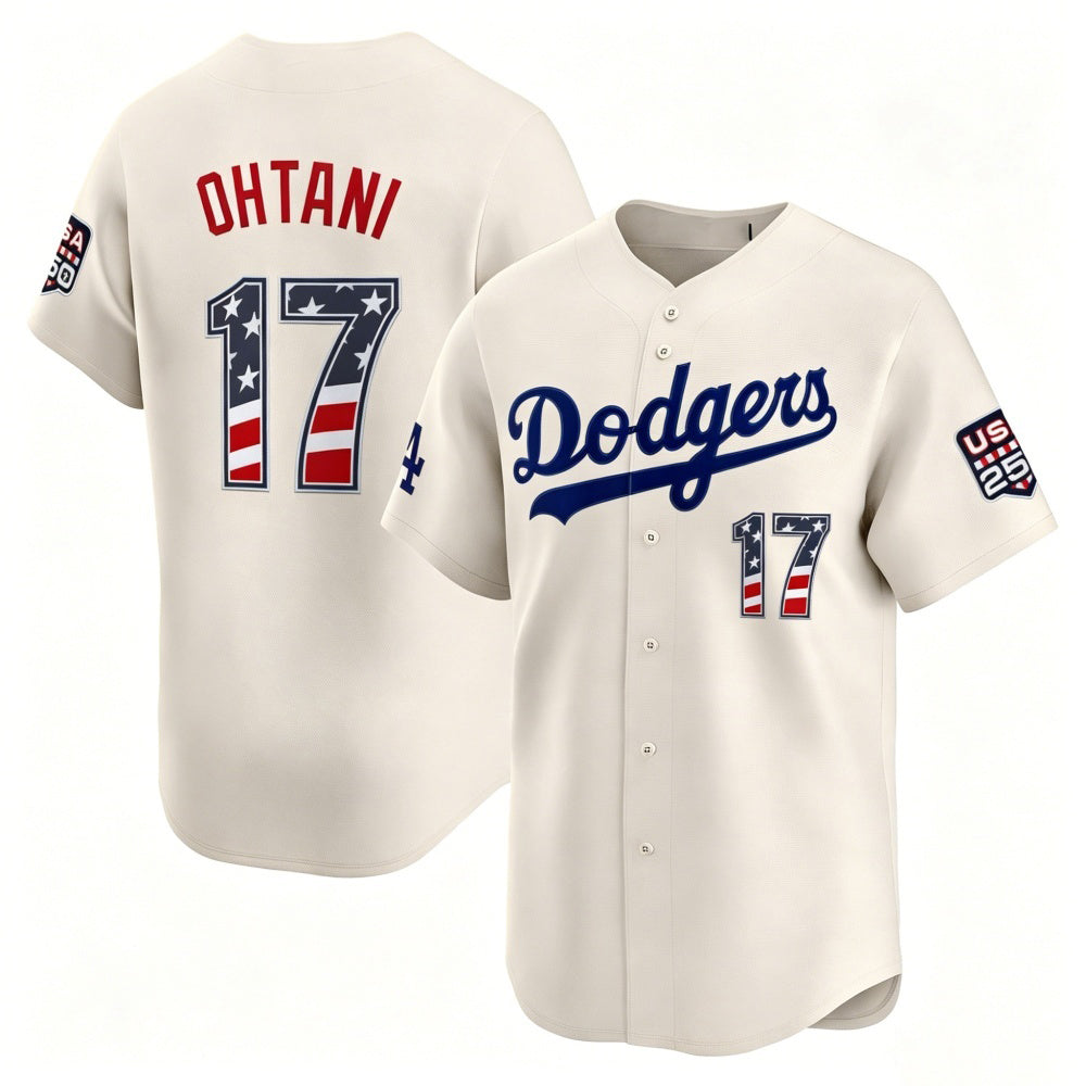 Los Angeles Dodgers #17 Shohei Ohtani Cream MIKSHPS USA 250 Fourth of July Limited Stitched Jersey