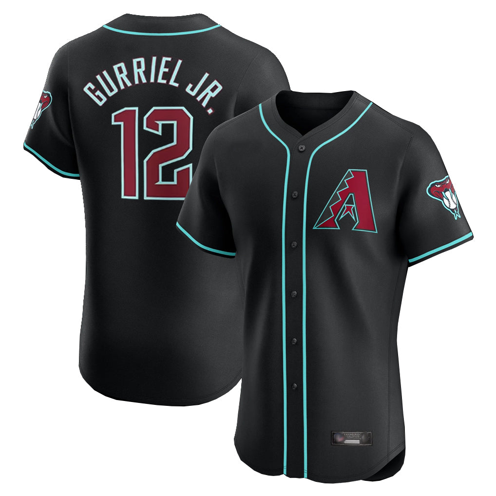 Arizona Diamondbacks #12 Lourdes Gurriel Jr Player Black MIKSHPS Limited Elite Home Game Stitched Jerseys