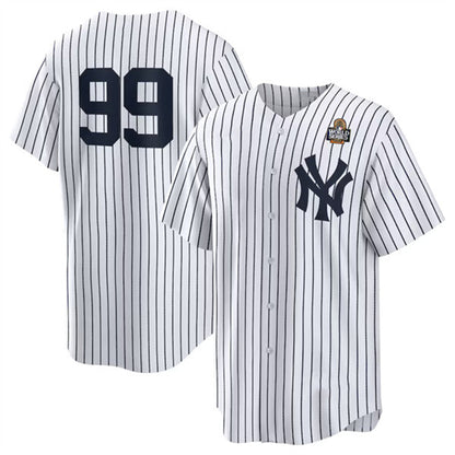 New York Yankees #99 Aaron Judge White MIKSHPS 2024 World Series Cool Base Stitched Jersey