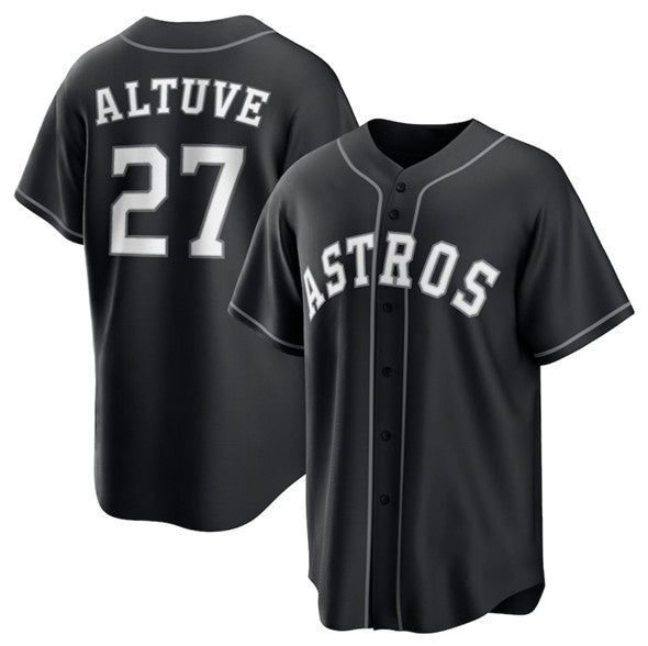 Houston Astros #27 Jose Altuve Black MIKSHPS Lights Out Limited Stitched Jersey